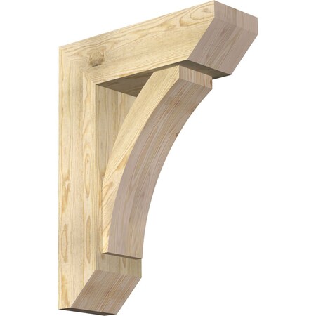 Ekena Millwork Thorton Slat Rough Sawn Bracket w/ Offset Brace, Douglas Fir, 8"W x 24"D x 32"H BKT0806X24X32THR06RDF